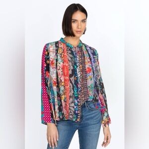 Johnny Was treble Sofia silk button up size small